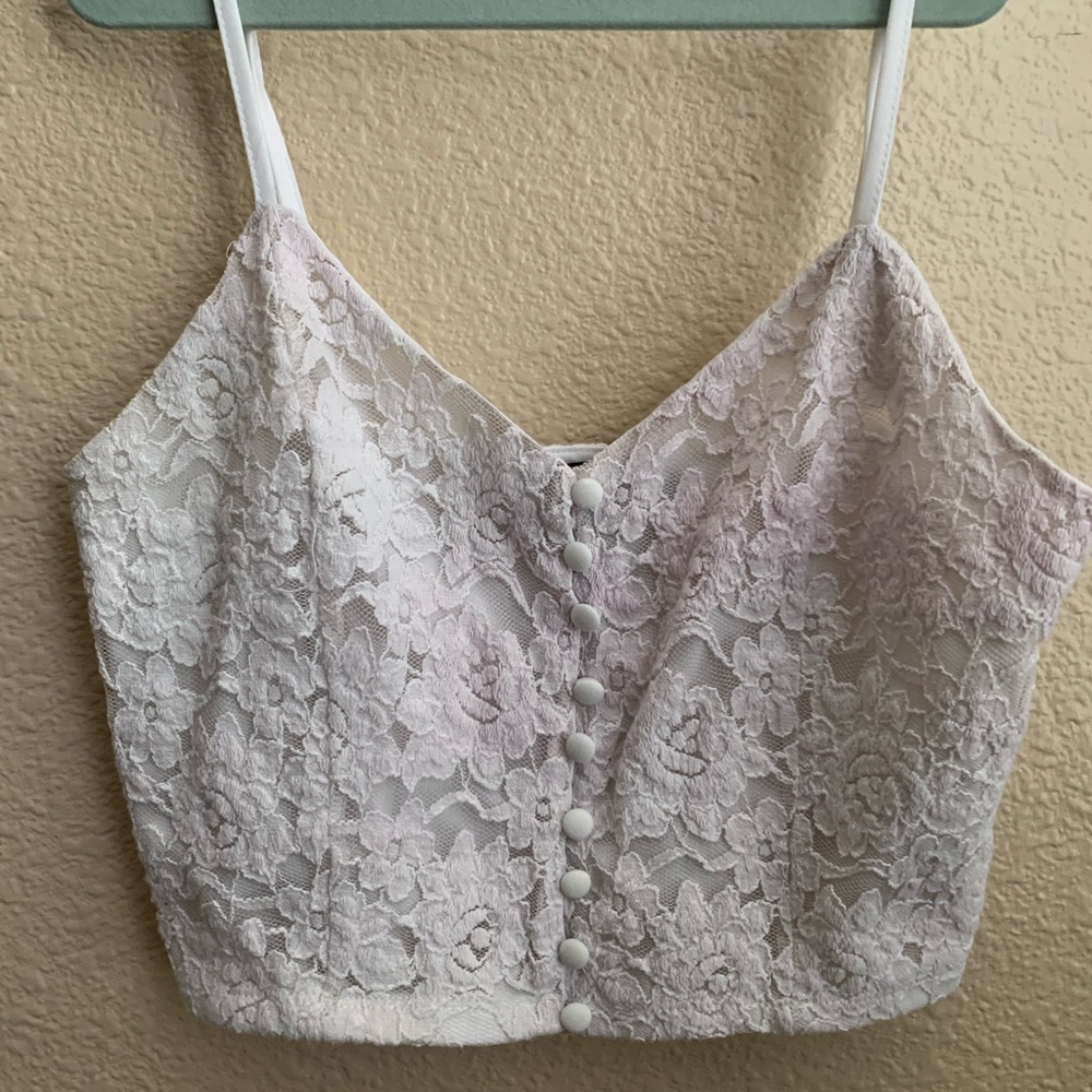 white lace crop top